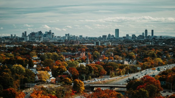 États-Unis, Panorama ville de Boston à l'automne